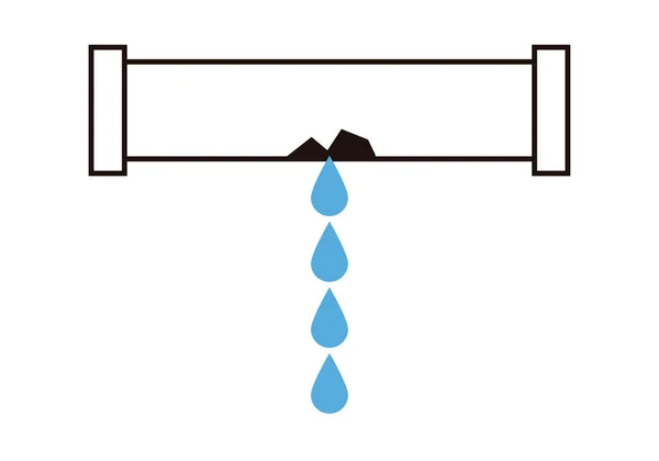 Icône Noire Tuyau Avec Fuites Dues Rupture — Image vectorielle