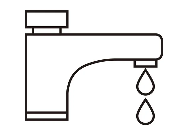 Faucet Zwart Pictogram Witte Achtergrond — Stockvector