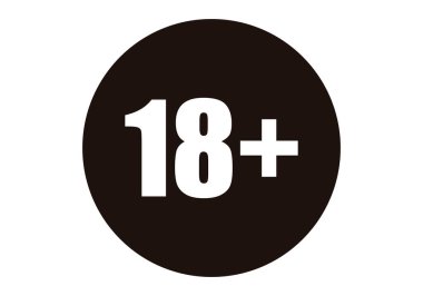 18 + yetişkin içeriği siyah simge.
