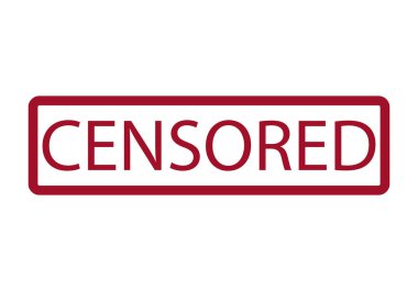 Beyaz arka plan üzerinde sansürlü kırmızı pul.