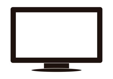 Beyaz arkaplanda bir ekranın siyah simgesi.