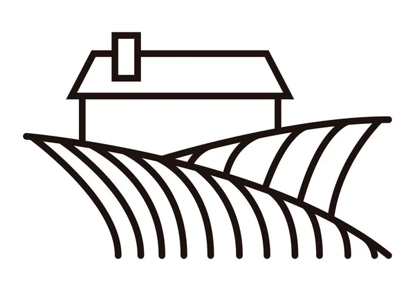 Farmland Icono Negro Sobre Fondo Blanco — Vector de stock