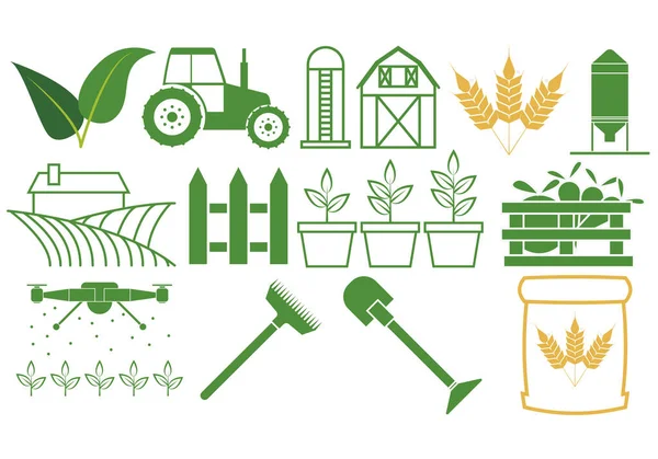 Agriculture Icône Verte Sur Fond Blanc — Image vectorielle