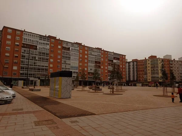 Panoramautsikt Över Gata Burgos Spanien Dimma Dag — Stockfoto