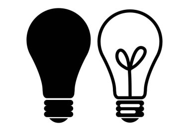 Ampuller beyaz arkaplanda siyah simge.