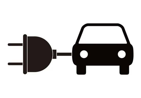 带连接器电动车的黑色图标 — 图库矢量图片