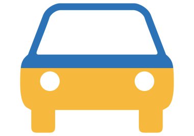 Ukrayna bayrağıyla araba simgesi.