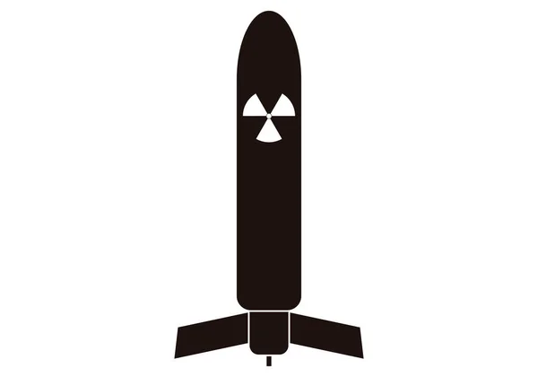 Чорна Ікона Ядерної Ракети Білому Тлі — стоковий вектор