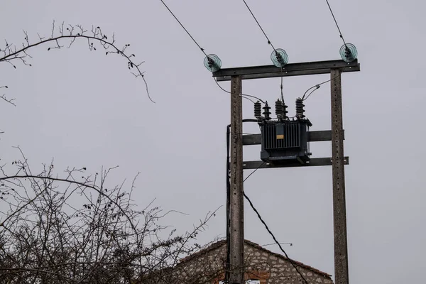 Líneas Eléctricas Día Nublado — Foto de Stock