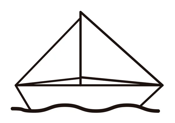 Zeilboot Zwart Pictogram Witte Achtergrond — Stockvector