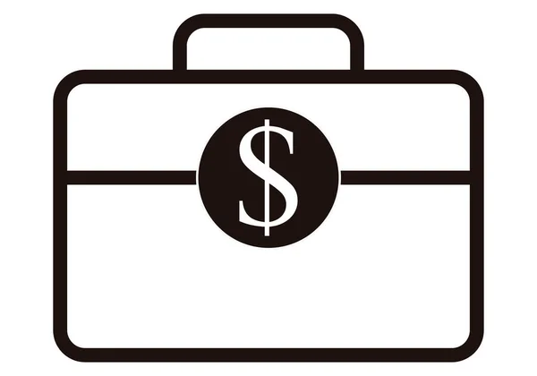 Μαύρη Εικόνα Της Βαλίτσας Σύμβολο Δολαρίου — Διανυσματικό Αρχείο