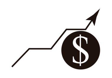 Dolar değeri büyüyen grafik simgesi.