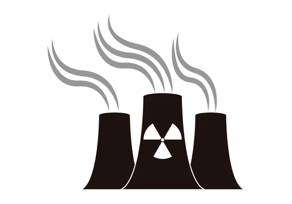 Black Icon Nuclear Power Plant White Background — Stock Vector