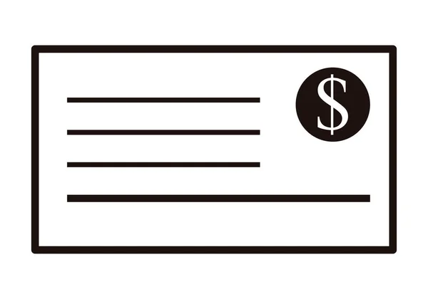 Δολάριο Ελέγξετε Μαύρο Εικονίδιο Λευκό Φόντο — Διανυσματικό Αρχείο