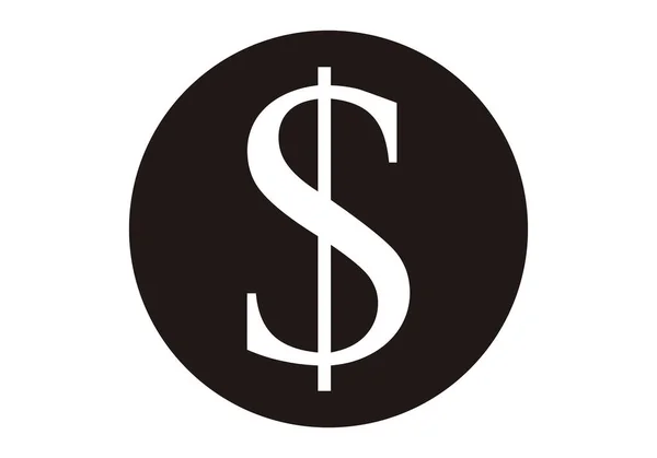 Δολάριο Κέρμα Μαύρο Εικονίδιο Λευκό Φόντο — Διανυσματικό Αρχείο