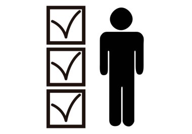 Önceden seçilmiş pozitif işaretli kişinin siyah simgesi.