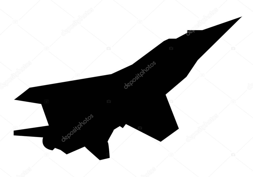 Black symbol or icon of a hypersonic missile on white background