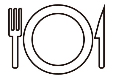 Tabak, çatal ve bıçak simgesi.