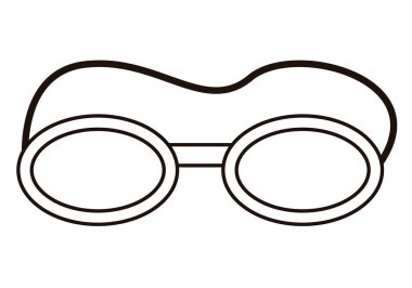 Beyaz arkaplanda dalış gözlüklerinin siyah simgesi.