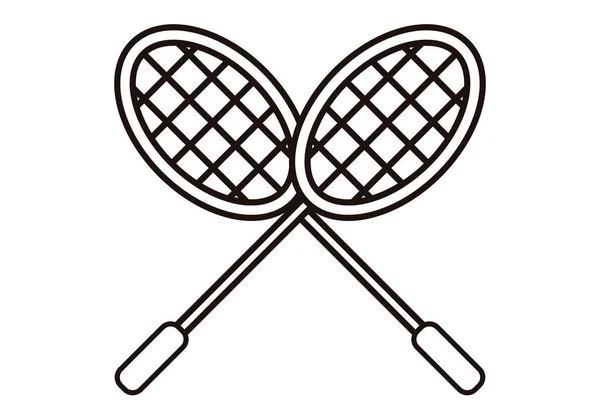 Raquetas Bádminton Icono Negro Sobre Fondo Blanco — Archivo Imágenes Vectoriales