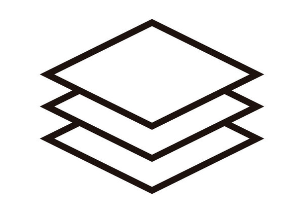 Overlapping layers black icon on white background.