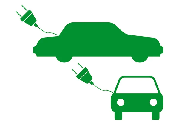 Zielona Elektryczna Ikona Samochodu Wtyczką — Wektor stockowy
