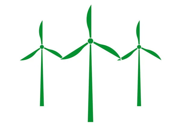 Groene Windturbine Icoon Witte Achtergrond — Stockvector