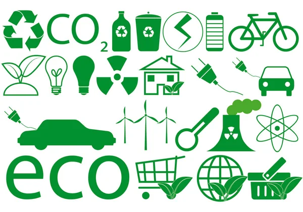 Icono Verde Con Temática Ecológica Sobre Fondo Blanco — Vector de stock