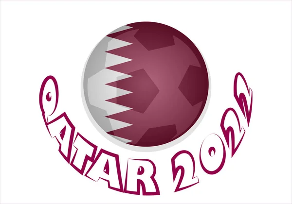Katar 2022 Fußballweltmeisterschaft Katarische Flagge Mit Fußball Und Schriftzug Katar — Stockvektor