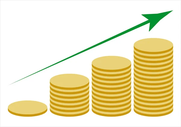 Graphique Réalisé Avec Des Pièces Monnaie Croissance — Image vectorielle