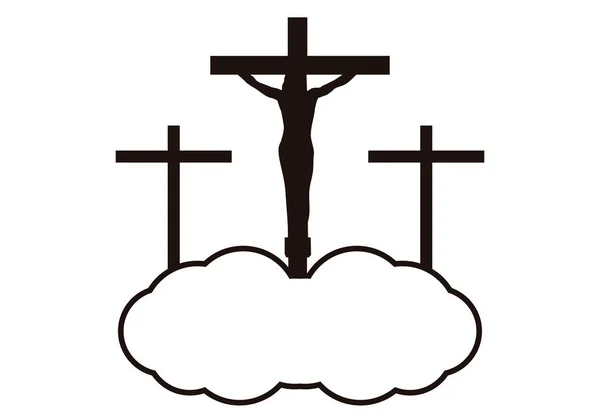 Katholiek Kruis Pictogram Een Wolk — Stockvector