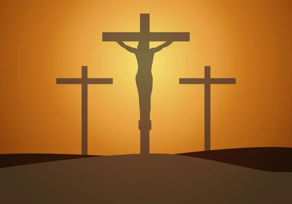 三个十字架在日落时庆祝圣周 — 图库矢量图片#