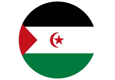 Beyaz arkaplanda Sahara bayrağı ile çember