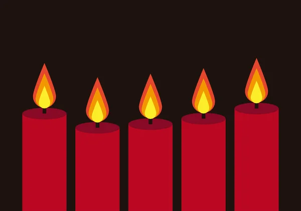 Κόκκινα Κεριά Φωτίζουν Μια Νύχτα Πένθους — Διανυσματικό Αρχείο