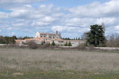 Cartuja de Miraflores 'in panoramik manzarası, Burgos, İspanya.