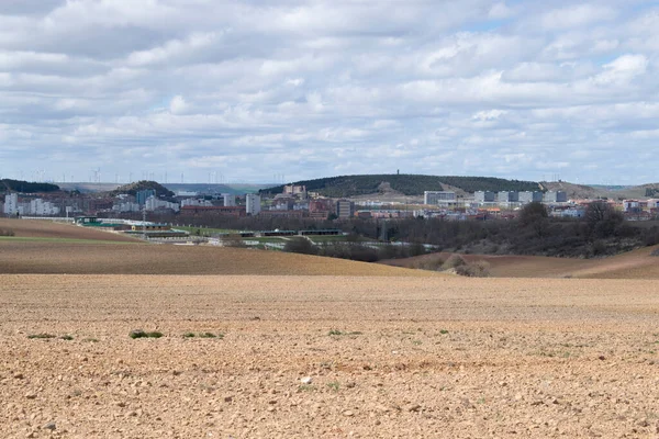 Landschaft Aus Gepflügtem Ackerland Frühling — Stockfoto