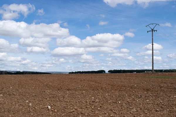 Landschaft Aus Gepflügtem Ackerland Frühling — Stockfoto