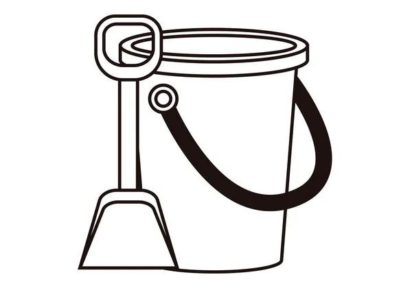 Pelle Seau Sable Icône Noire — Image vectorielle