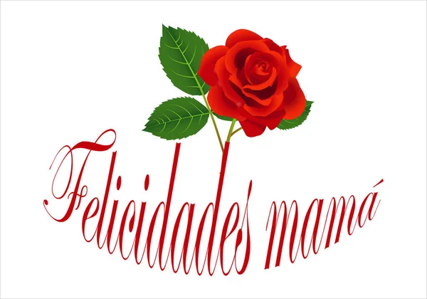Buona Festa Della Mamma Congratulazioni Mamma Rosa Rossa Con Congratulazioni — Vettoriale Stock