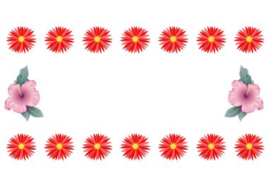 Kırmızı ve pembe çiçek çerçeveleri arka plan.