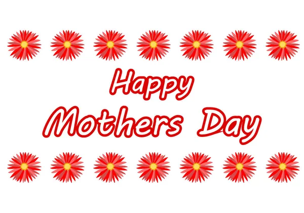 Ημέρα Της Μητέρας Κόκκινα Λουλούδια Λευκό Φόντο — Διανυσματικό Αρχείο