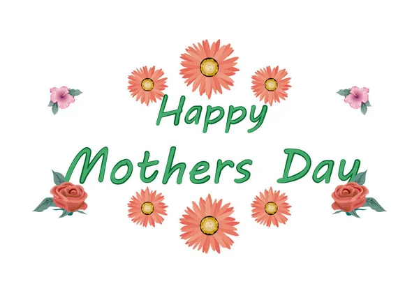 Ημέρα Της Μητέρας Που Περιβάλλεται Από Πορτοκαλί Λουλούδια Και Κόκκινα — Διανυσματικό Αρχείο