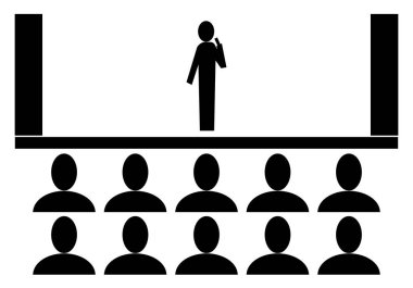 Gösteri simgesi, şarkıcı, konuşmacı, hatip, konferans, konuşma, ralli, sözlü sunum, sunum, tiyatro, konser, halk