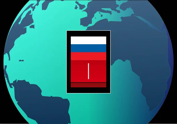 Oroszország Kék Tónusú Zászló Föld Bolygó Felett Oroszország Hatalma Világban — Stock Vector