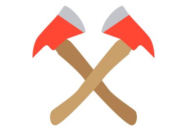 Kırmızı metal başlıklı tahta baltalar..