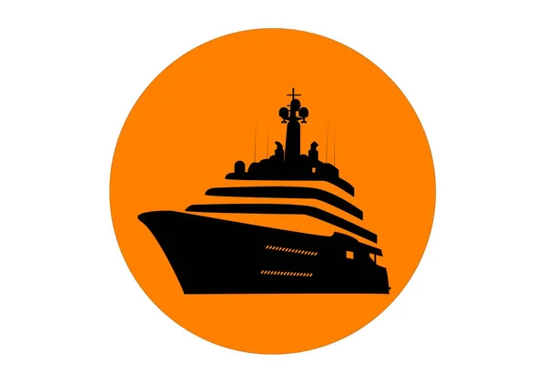Cruise Pleasure Boat Icon Black Orange Circle — Image vectorielle