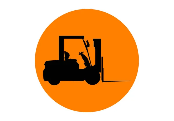 Forklift Forklift Icon Symbol Black Orange Circle Stock — ストックベクタ