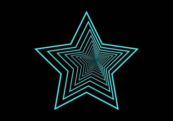 Neon Tracing Star Black Background — Vector de stock