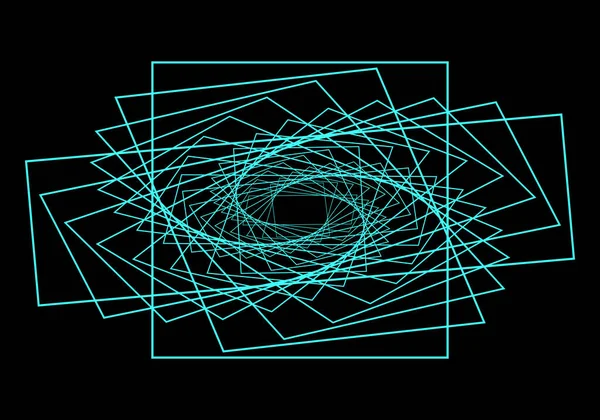 Spiral Neon Blå Färg Svart Bakgrund — Stock vektor