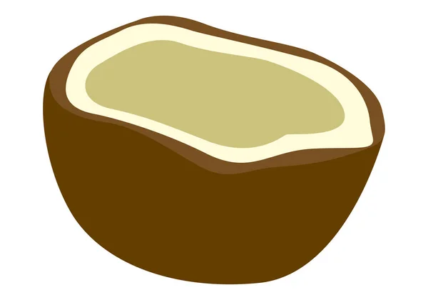 ココナッツの半分に白い背景にカット — ストックベクタ